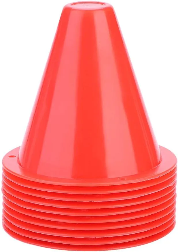 10Pcs Soccer Training Cones, Plastic Football Barriers Marker Holder Traffic Safety Sports Equipment (Red) Mini Cone Cones