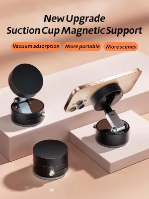 2025 New Foldable & Retractable Car Phone Holder with Vacuum Magnetic Suction, Dual-Sided Mount for All Phones | Universal Compatibility, Durable Plastic (Pink)