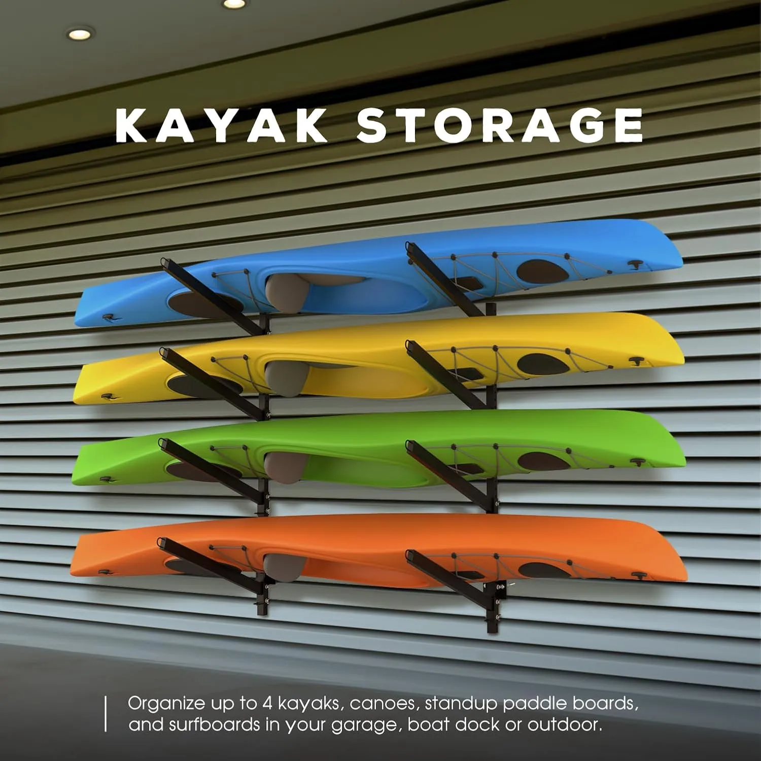 Adjustable Kayak Storage Rack, Freestanding Sup Storage Stand, Weatherproof Canoe Holder, Heavy Duty Paddleboard Bracket, Surfboard Bracket for Indoor, Outdoor, Garage, Shed, Dock
