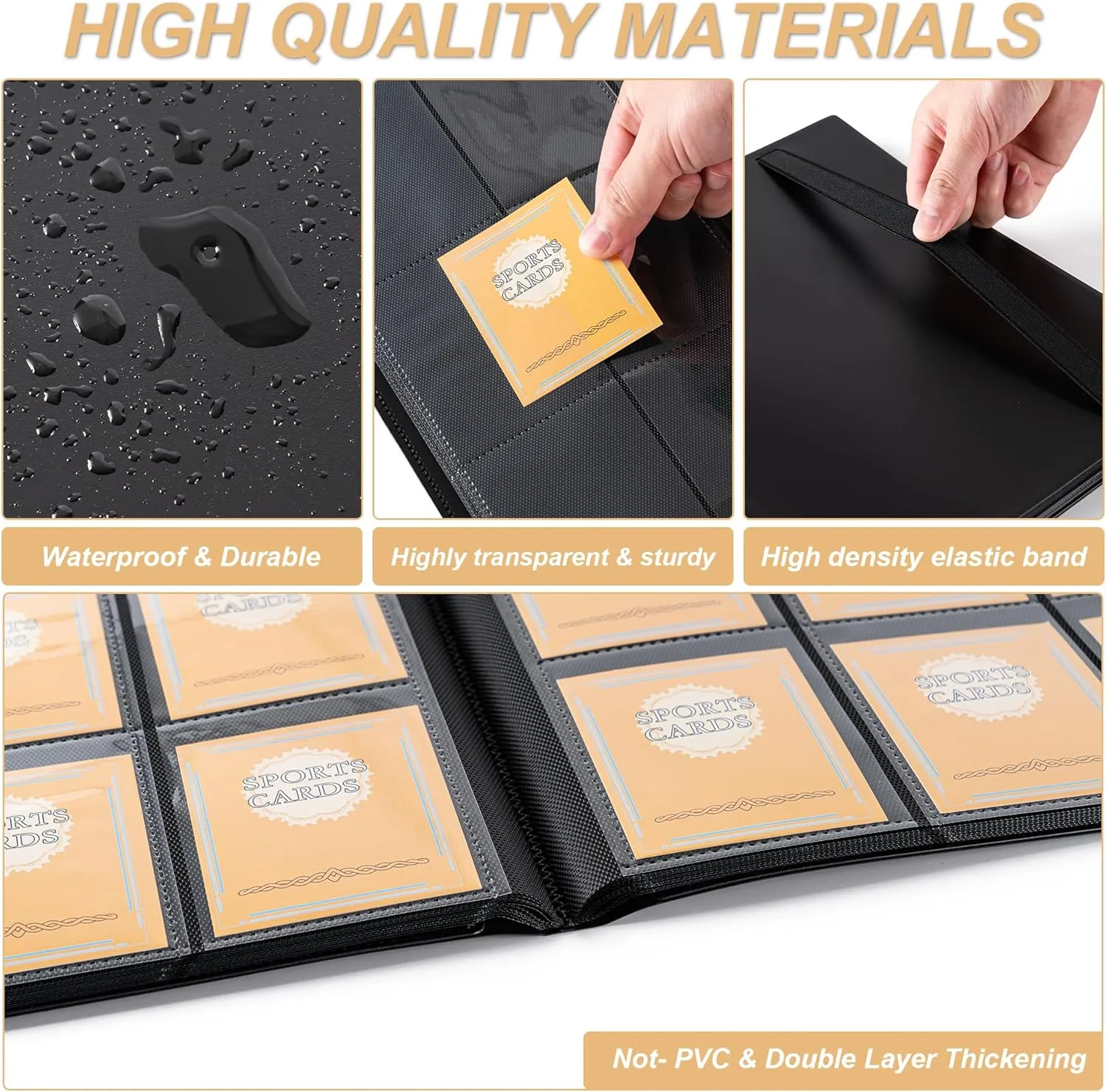 Card Binder 9 Pocket Storage 360 Card Binder,Trading Card Binder Senior and Sturdy Side-Loading Album,Intended For YuGiOh,MTG, TCG,Game Cards & Baseball Card Binde,(Black)