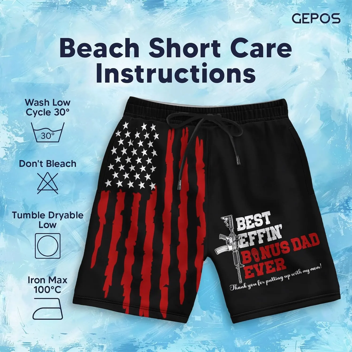 Dad's Funny Swim Trunks Quick Dry Beach Shorts with Pockets Perfect Summer Gift for Dads