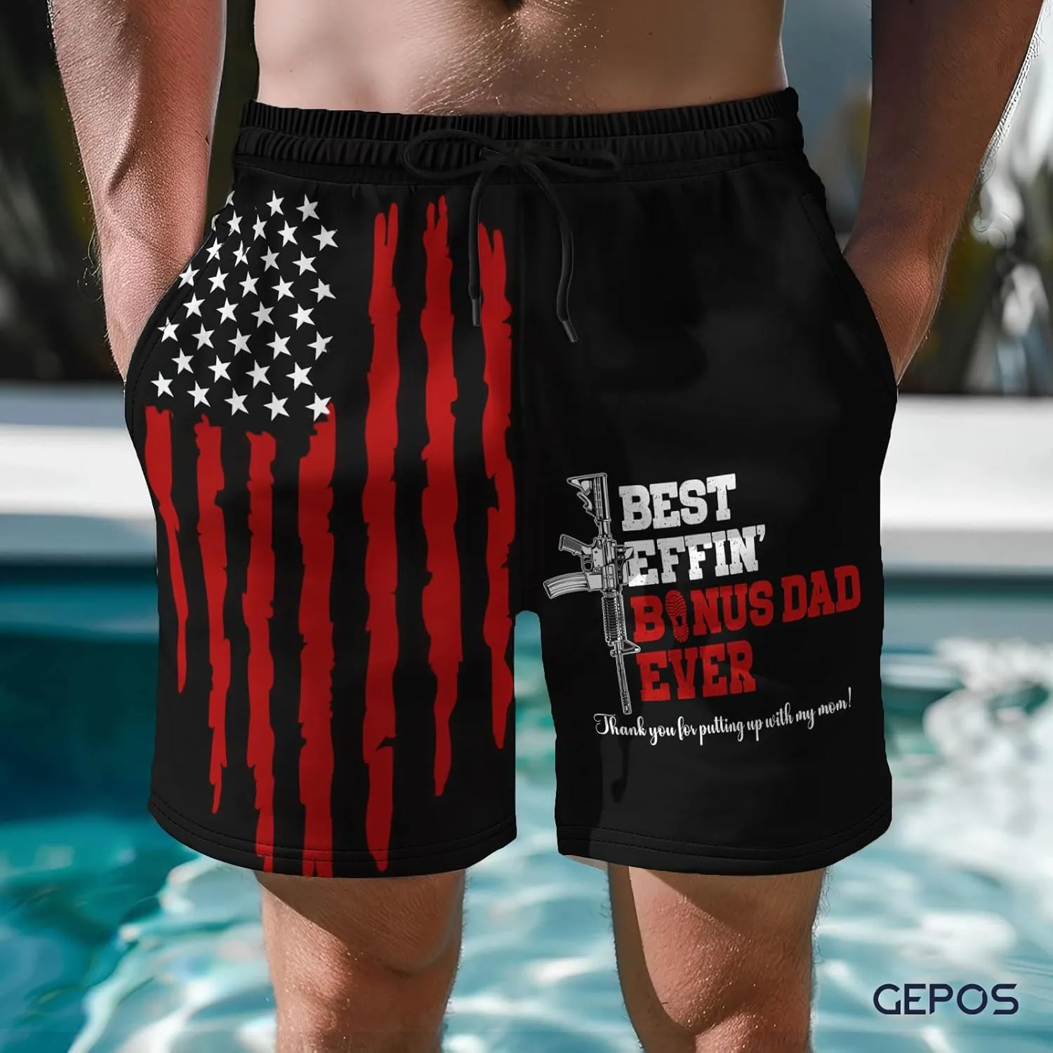 Dad's Funny Swim Trunks Quick Dry Beach Shorts with Pockets Perfect Summer Gift for Dads