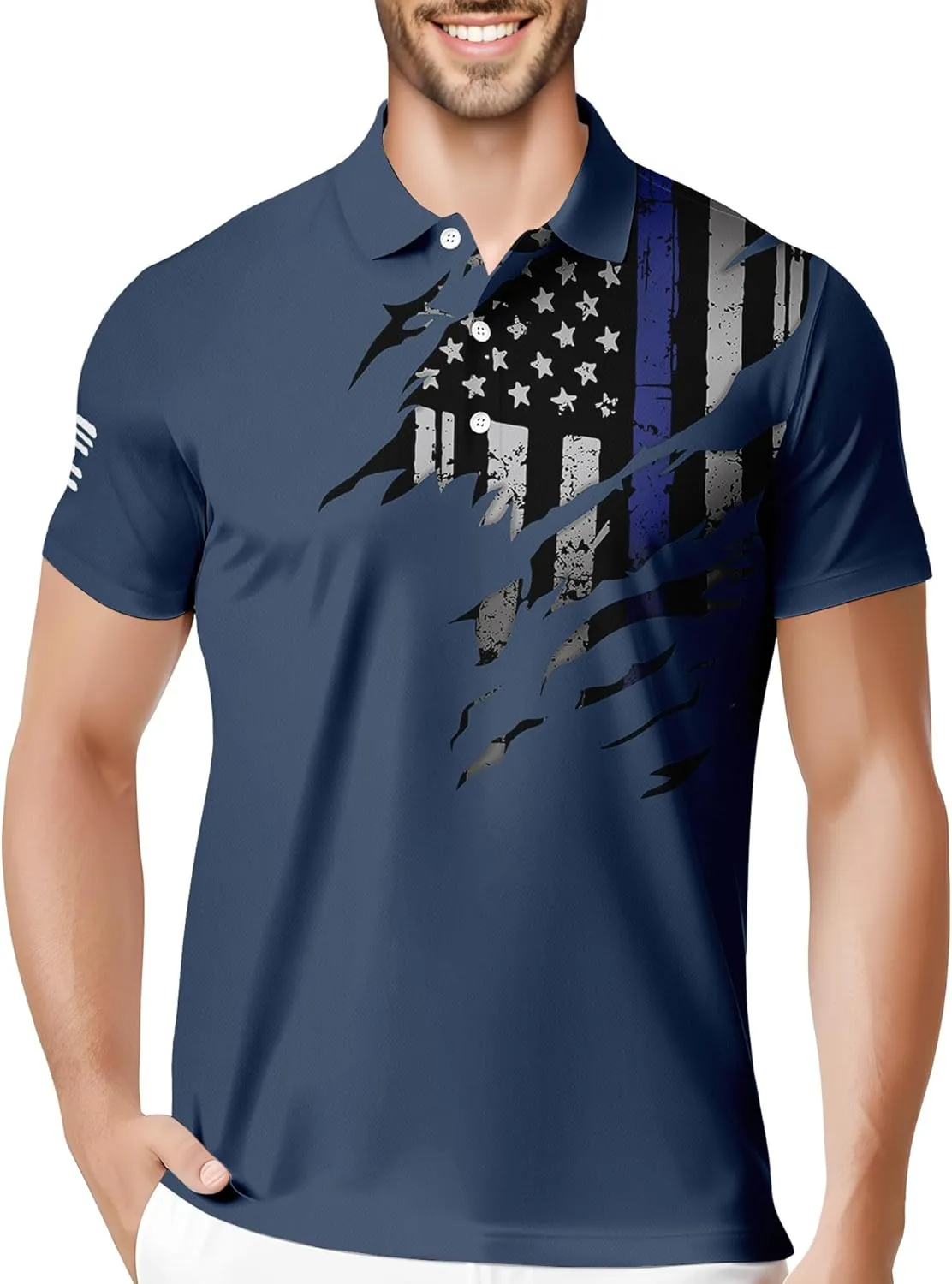 HIVICHI Funny Mens Golf Shirt Graphic Performance Moisture Wicking Golfing Print Athletic Polo Shirts for Men