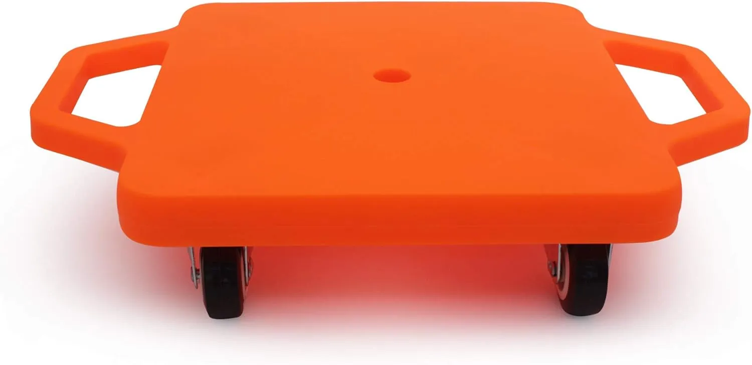 Kids Sitting Board with Universal Wheels - Safety Plastic Scooter for Kids Ages 6-12 - Manual Sport Scooter with Handles for Gym Class