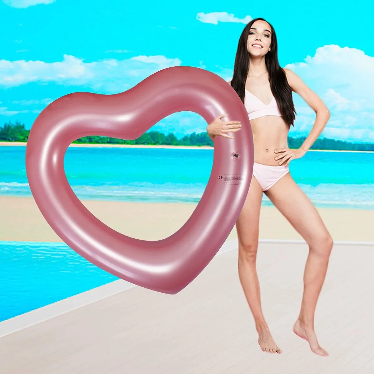 Pool Floats Adult Heart Swimming Rings Inflatable Rafts Pool Floaties Accessories Lake Water Floats Kids Beach Toys Pool Party Games for Toddlers