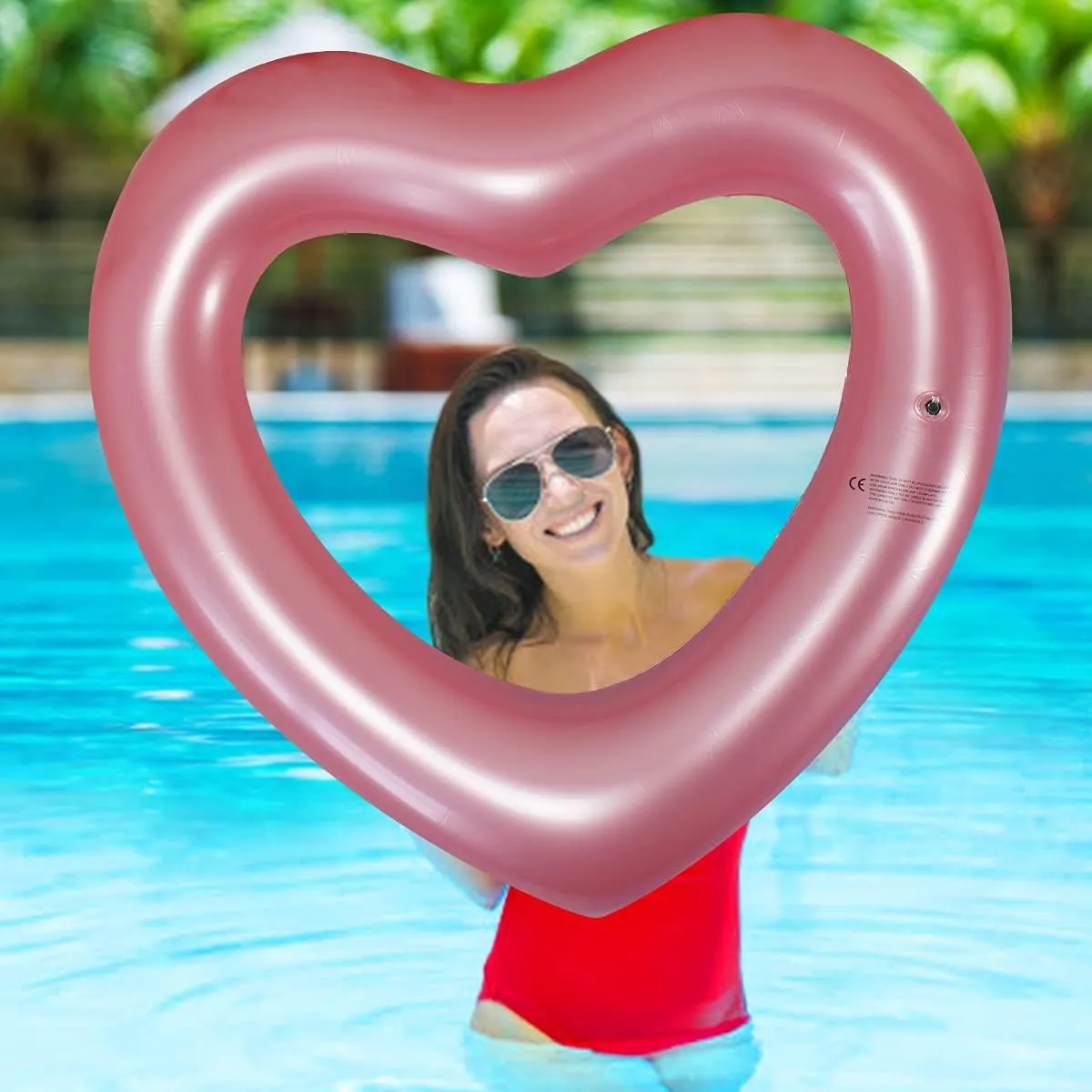 Pool Floats Adult Heart Swimming Rings Inflatable Rafts Pool Floaties Accessories Lake Water Floats Kids Beach Toys Pool Party Games for Toddlers