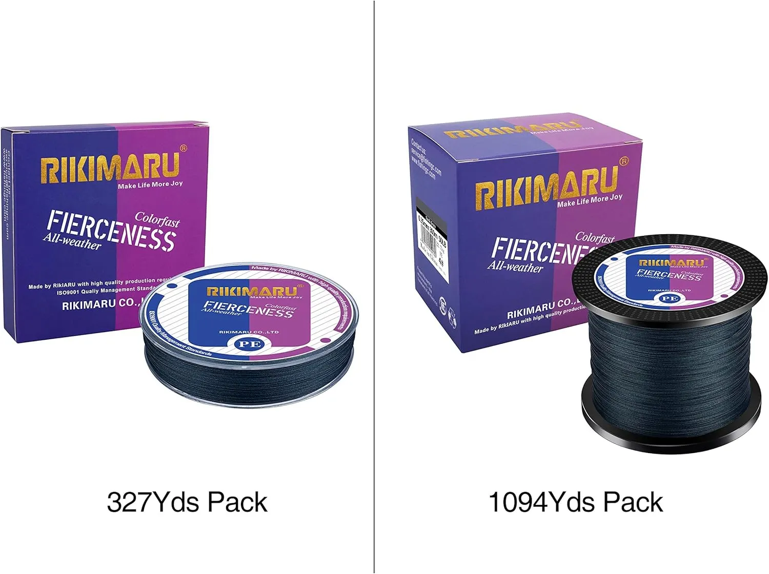 RIKIMARU Braided Fishing Line Abrasion Resistant Superline Zero Stretch&Low Memory Extra Thin Diameter 327-1094 Yds, 4-180LB