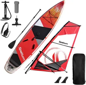 Spatium Wind Surfboard Sails Inflatable Windsurfing Board and Sail 5.0m/6.0m Inflatable Windsurf Sail with Sail Board for Newbie Friendly Windsurfer