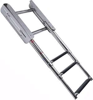 Stainless Steel Telescoping 4 Steps Folding Dock Boat Ladder Heavy Duty Pontoon with Wide Pedal for Marine Yacht