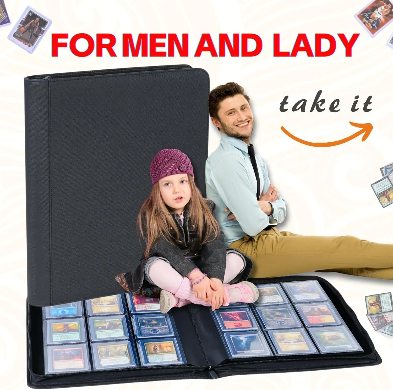 Toploader Binder - Holds 288  Top Loaders for Cards, 9 Pocket Top Loader Binders with Sleeves for 3" x 4" Rigid Card Holders for Baseball, Football and other Sports Cards(Black)