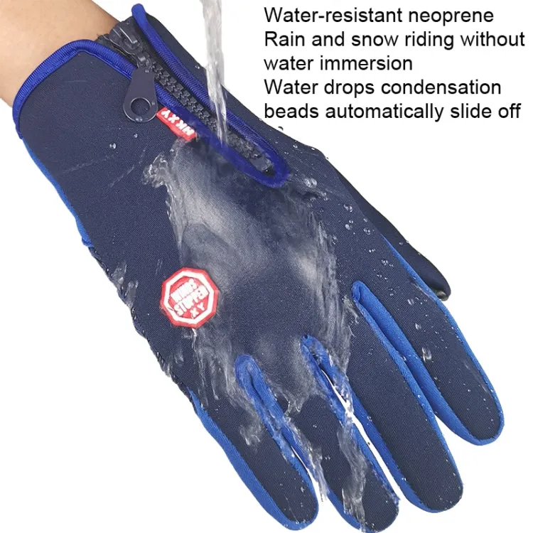 Winter Outdoor Riding Sports Waterproof Touch Screen Glove, Size: XXL(H041 Black)