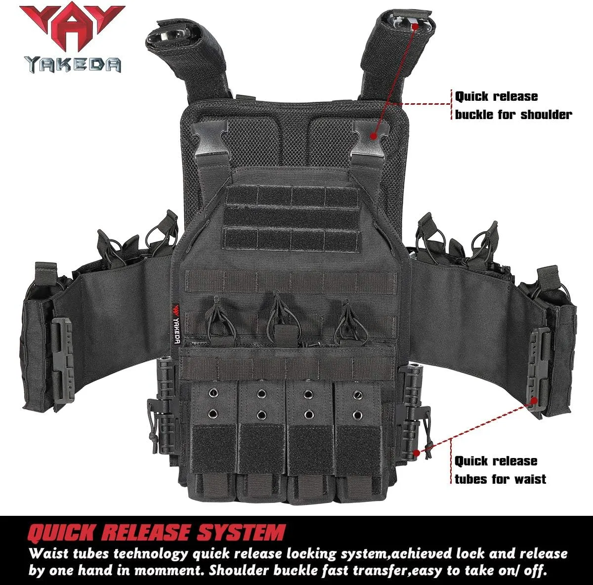 YAKEDA Quick Release Tactical Outdoor Vest for Adult