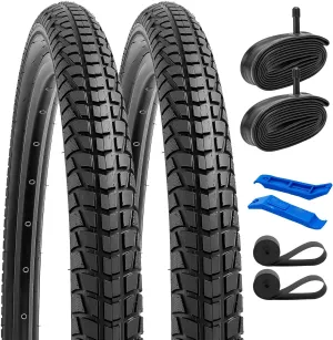 YUNSCM 2-PCS 29" Road Bike Tires 29x1.95/50-622 and 29" Heavy Duty Bike Tubes with 2 Rim Strips Compatible with 29 x 1.9 29 x 1.95 29 x 2.0 Bike Bicycle Tires and Tubes (Y-920)